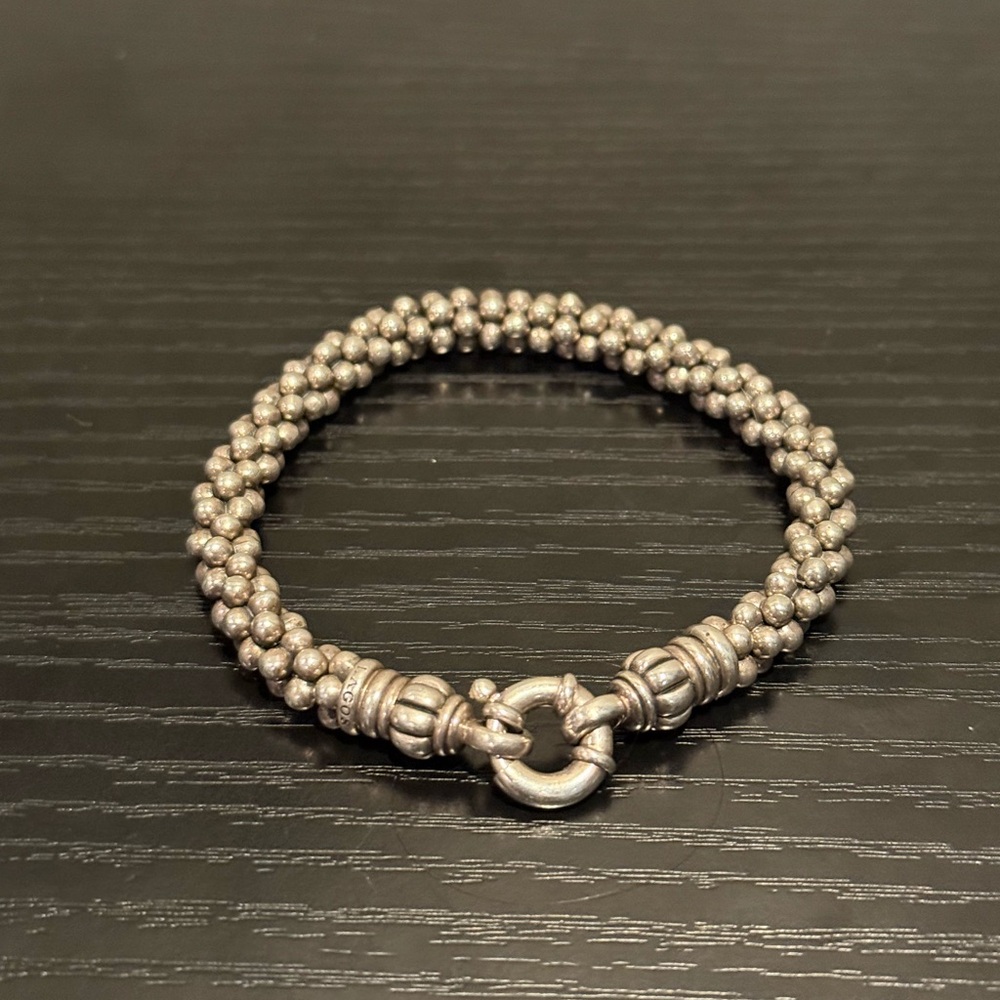 LAGOS Caviar Beaded Sterling Silver 7mm Bracelet Stations Medium